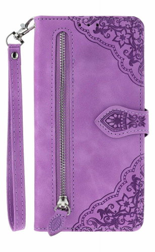 TopQ Xiaomi Redmi Note 14 Pro 5G book case with zipper purple 136872 - Phone Case - Main image