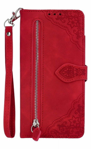 TopQ Xiaomi Redmi Note 14 Pro book case with zipper red 136784 - Phone Case - Main image