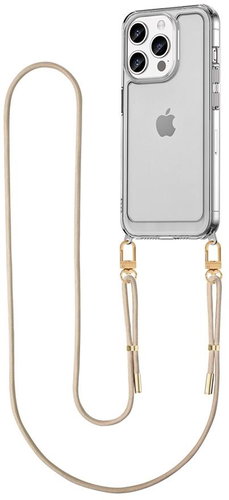 TopQ Esthetique iPhone 15 Pro with beige lanyard transparent 126525 - Phone Cover - Main image