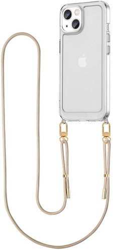 TopQ Esthetique iPhone 15 with beige lanyard transparent 126526 - Phone Cover - Main image