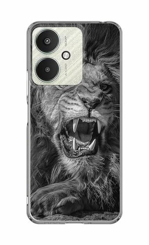 TopQ Image Xiaomi Redmi 13C 5G Image solid Black and white lion 126670 - Phone Cover - Main image