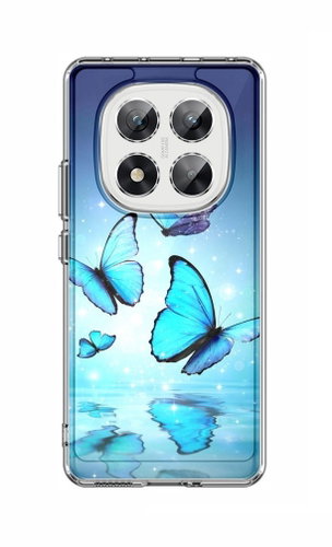 TopQ Cover Image Xiaomi Redmi Note 14 Pro 5G hard Blue butterflies 136788 - Phone Cover - Main image
