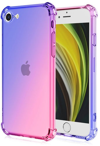 TopQ Cover iPhone 16e Shock rainbow blue-pink 138408 - Phone Cover - Main image