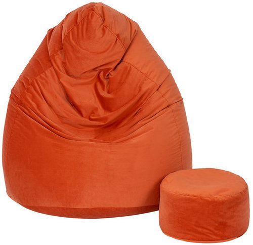 TopKing Seat bag XXXXL + footrest XL velour, orange - Bean Bag - Main image