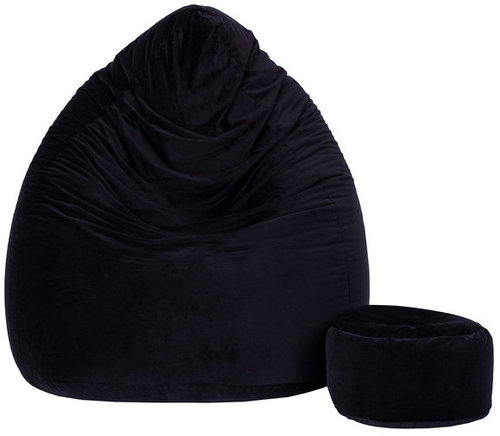 TopKing Seat bag XXXXL + footrest XL velour, black - Bean Bag - Main image