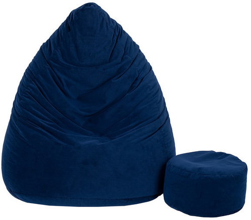 TopKing Seat bag XXXXL + footrest XL velour, dark blue - Bean Bag - Main image