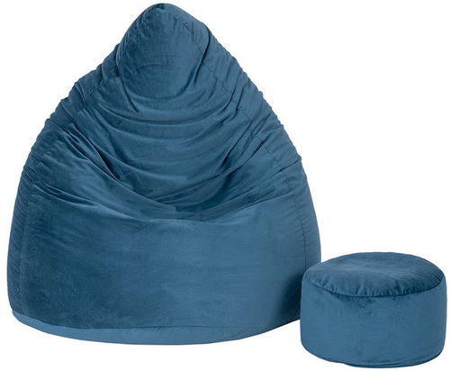 TopKing Seat bag XXXXL + footrest XL velour, blue - Bean Bag - Main image