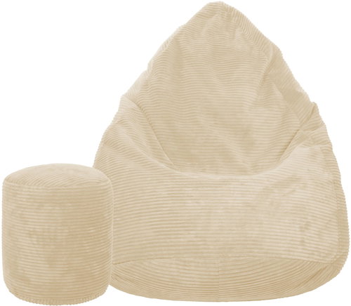 TopKing Seat bag + footrest XL corduroy Lincoln, beige, 125 cm - Bean Bag - Main image