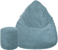 TopKing Seat bag + footrest XL corduroy Lincoln, light blue, 125 cm - Bean Bag