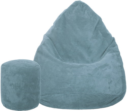 TopKing Seat bag + footrest XL corduroy Lincoln, light blue, 125 cm - Bean Bag - Main image