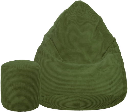 TopKing Seat bag + footrest XL corduroy Lincoln, dark green, 125 cm - Bean Bag - Main image