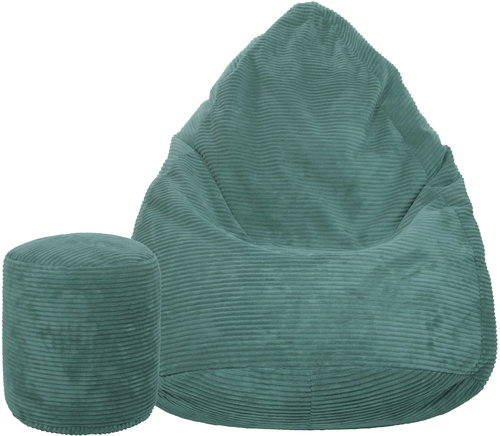 TopKing Seat bag + footrest XL corduroy Lincoln, turquoise, 125 cm - Bean Bag - Main image