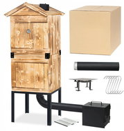 TopKing Zahradní dřevěná udírna 160 cm opálená s XL topeništěm a kovovým komínem - Grill&Smokehouse - Udírna