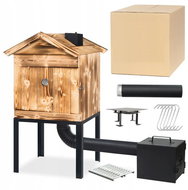 TopKing Zahradní dřevěná udírna 120 cm opálená s XL topeništěm a kovovým komínem  - Grill&Smokehouse - Udírna