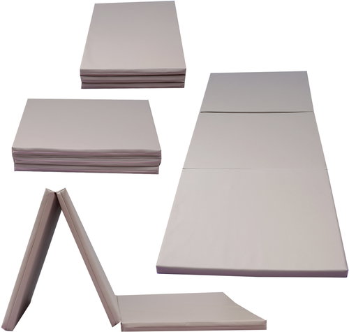 TopKing Folding gymnastic and rehabilitation mattress 3-piece 180 × 60 × 5 cm Beige - Gymnastic Mat - Main image
