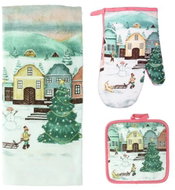 Toro Kitchen Set – Mat, Oven Glove, Tea Towel, Village Design - Oven Mitt