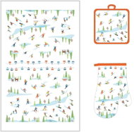 Toro Kitchen Set Oven Mat, Mitt, and Tea Towel Skiers - Oven Mitt
