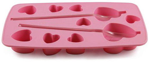 TORO Ice mould silicone with straw, heart, pink - Ice Cube Tray - Main image