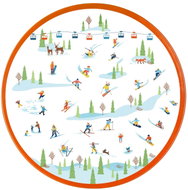 Toro Round Tin Tray 26cm, Skiers - Tray