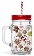 Toro Jar with Lid and Straw 450ml Gingerbread Men - Glass
