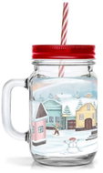 Toro Jar with Lid and Straw 450ml Village - Glass