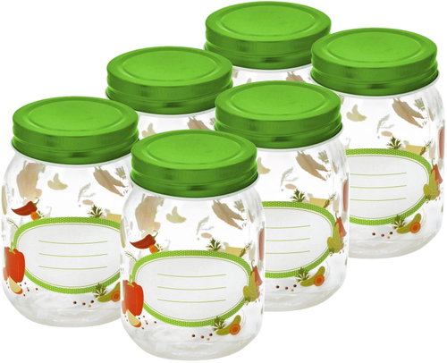 Toro Preserving Jar with Lid 380ml 6pcs Vegetables - Canning Jar - Main image