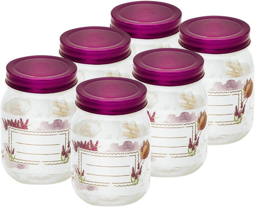 Toro Preserving Jar with Lid 380ml, 6pcs, Lavender - Canning Jar - Main image