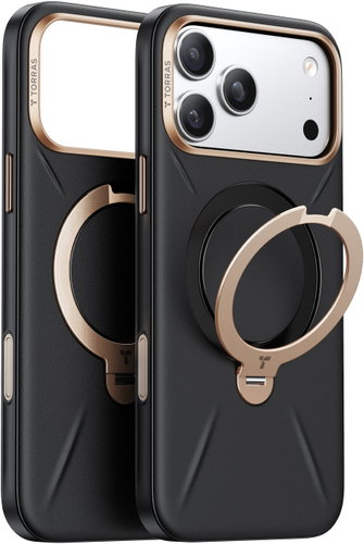 Torras Ostand Q3 VegSkin Obsidian Black for iPhone 17 Pro Max - Phone Cover - Main image