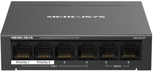 Mercusys MS106G, 6-Port Gigabit switch, 4-Port PoE+ - Switch - Main image