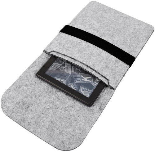 Atmoog AM-UNI-01 - Universal felt case for all book readers - grey with pocket, snap closure - E-Book Reader Case - Main image