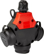 TP electric 1 × 16 A / IP54 - Roztrojka pryžová, třífázová, francouzské zásuvky 250 V, červená - Socket