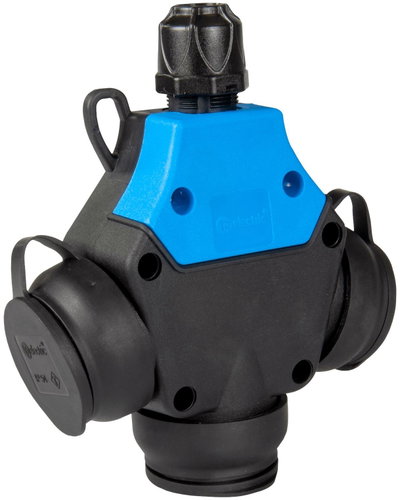 TP electric 1 × 16 A / IP54 - Rubber three-way switch, three-phase, French sockets 250 V, blue - Socket - Main image