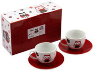 HOME ELEMENTS Shapo Porcelain 0.25l, Set of 4, Red Owl - Set of Cups