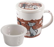 HOME ELEMENTS Porcelain Mug Cats in the City with Strainer and Lid 390ml - Mug