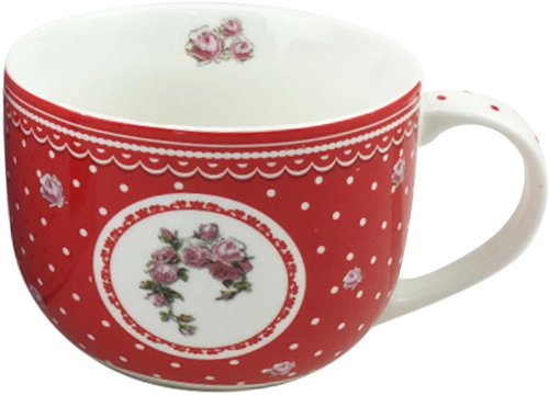 HOME ELEMENTS Porcelain Mug Elegant Red 500ml - White Dots - Mug - Main image