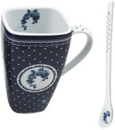 HOME ELEMENTS Porcelain Mug Elegant Blue 600ml - White Dots - Mug