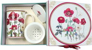 HOME ELEMENTS Porcelain Mug with Strainer and Lid - Poppies - Mug