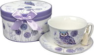 HOME ELEMENTS Porcelain coffee cup with saucer - Purple Owl - Cup