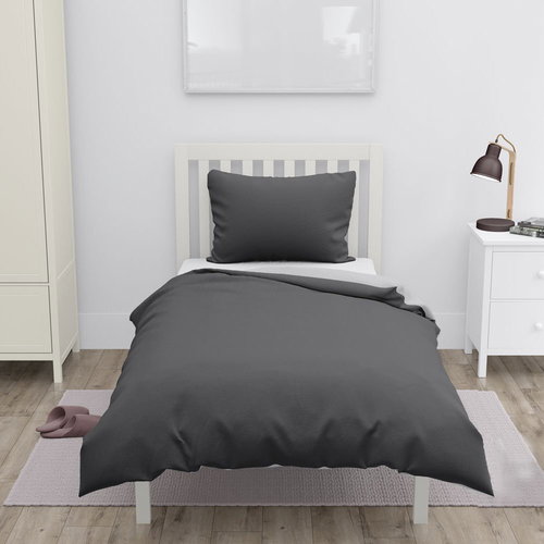 HOME ELEMENTS Cotton Bed Linen, Dark Grey + Light Grey, Single Bed - Bed Linen - Main image