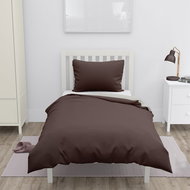 HOME ELEMENTS Cotton Sheets, Chocolate Brown + Beige, Single Bed - Bed Linen