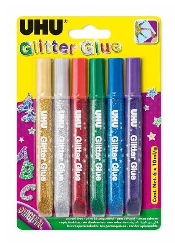 UHU Glitter Glue 6 x 10 ml Original - Tekuté lepidlo - Hlavní obrázek