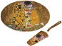 Servírovací sada Home Elements Porcelánový kulatý talíř na dort s lžící – Klimt, Polibek zlatý - Servírovací sada