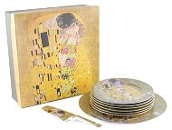 Home Elements 6 × dortový talíř s dortovou lžící Klimt Polibek zlatý - Serving Set