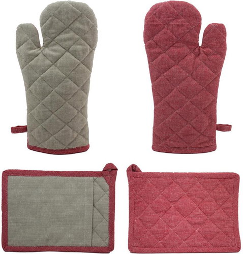 Home Elements Magnetic potholder with pad beige and red - Oven Mitt - Main image