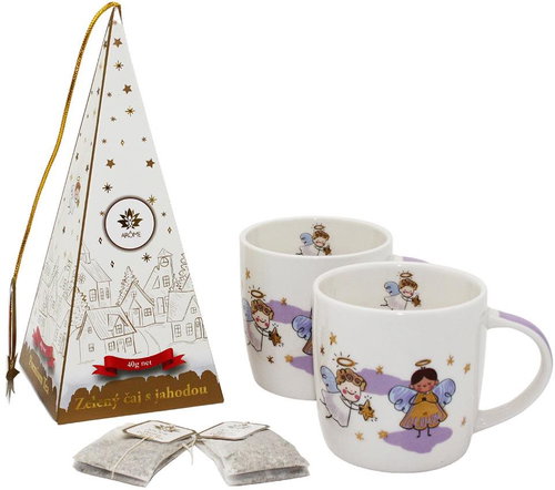 Home Elements Gift set of green tea and two mugs 300ml, Angels - Mug - Main image