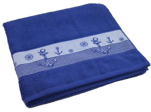 Home Elements Modrá osuška 70 × 140 cm, námořnický motiv - Bath Towel - Main image