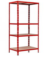 Trestles Shelf rack 1800 × 900 × 600 mm, 4 shelves, red - Shelving Unit