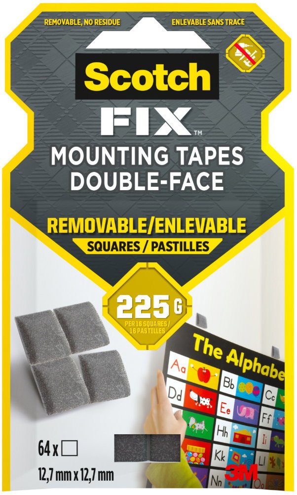 3M Scotch-Fi×™ eltávolítható, négyzet, 12,7 mm × 12,7 mm, 64 darab