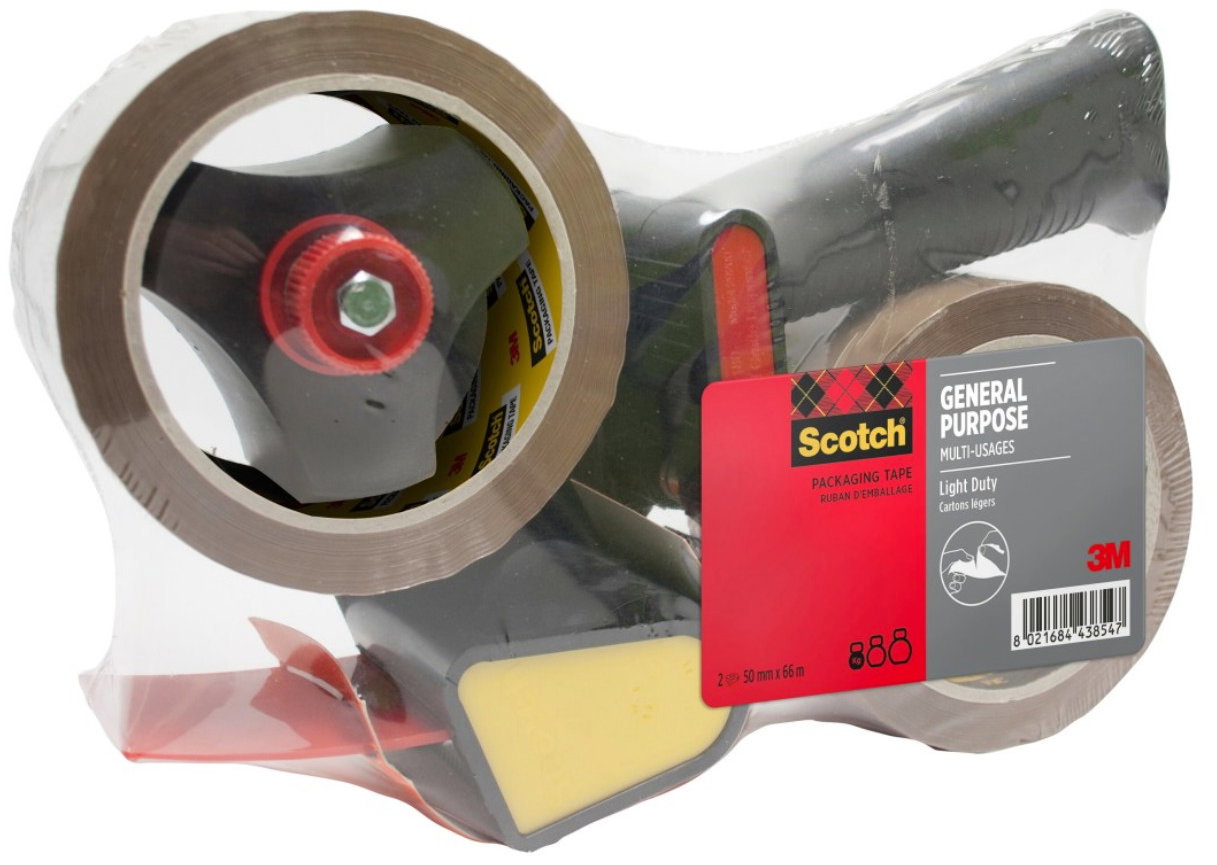 3M Scotch® Csomagolószalag adagoló + 2 tekercs Scotch® univerzális szalag, 50 mm × 66 m