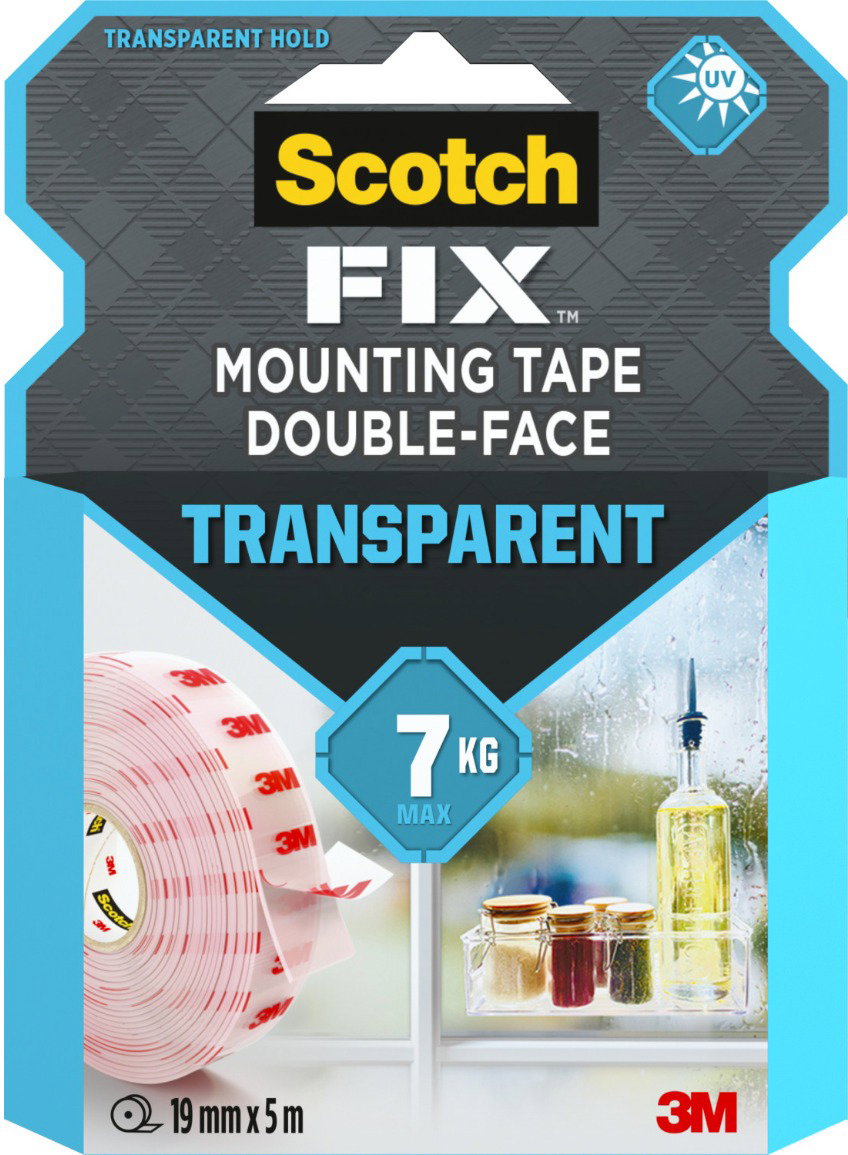 3M Scotch-FIX™ Átlátszó kétoldalas rögzítőszalag 4910C-1950-P, 19 mm × 5 m